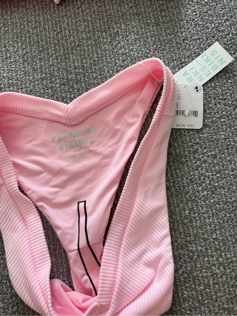 Frankies bikini Pink Ribbed Bikini Set